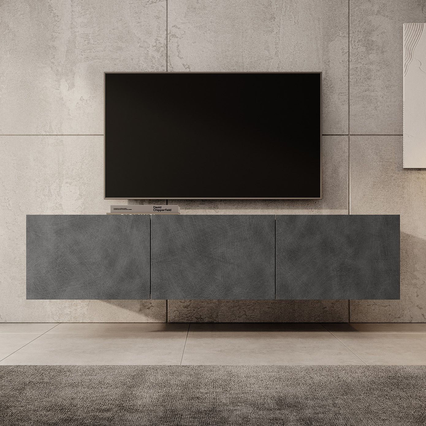 Calabas - TV-Meubel met 3 deuren - Grijs - 150 cm