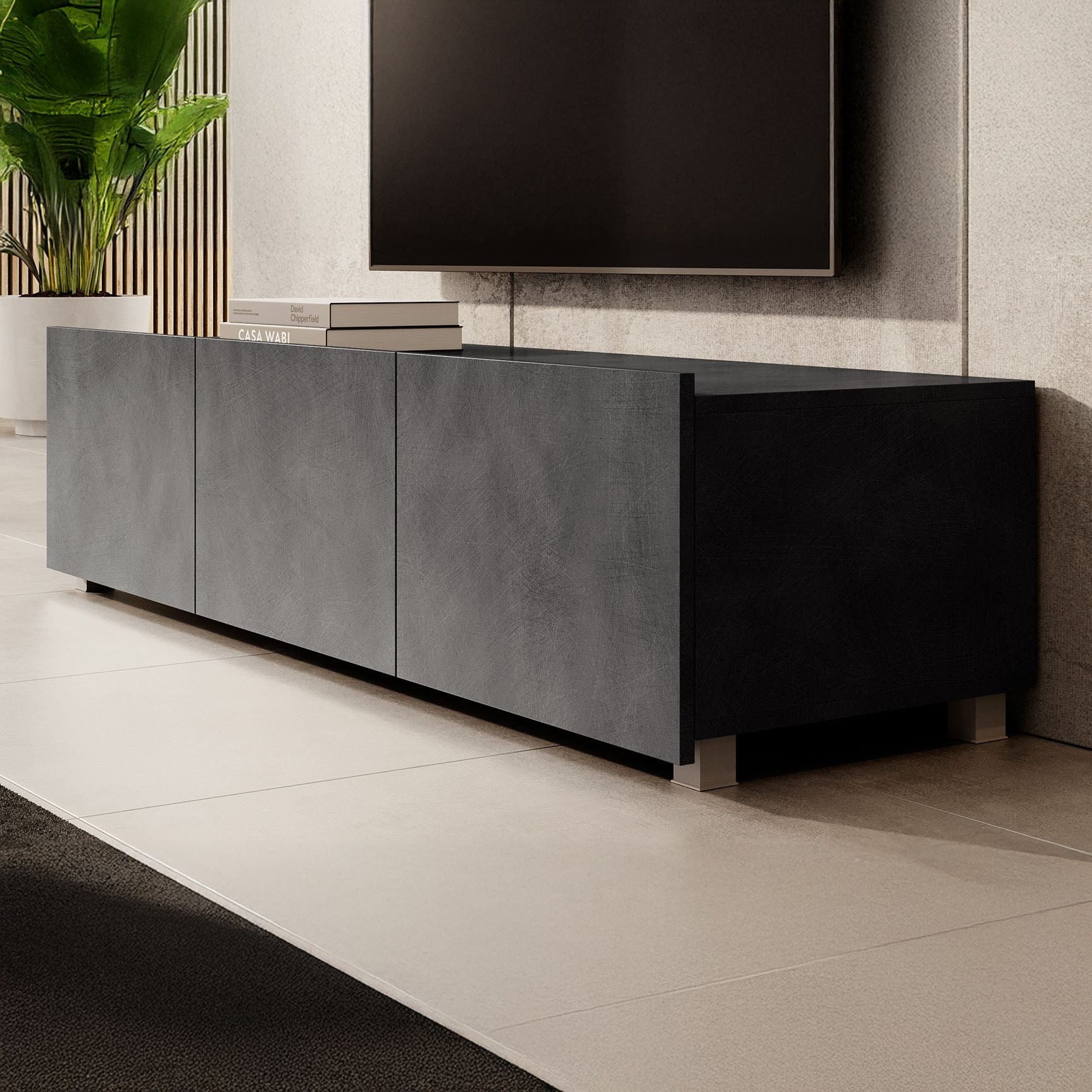 Calabas - TV-Meubel met 3 deuren - Grijs - 150 cm