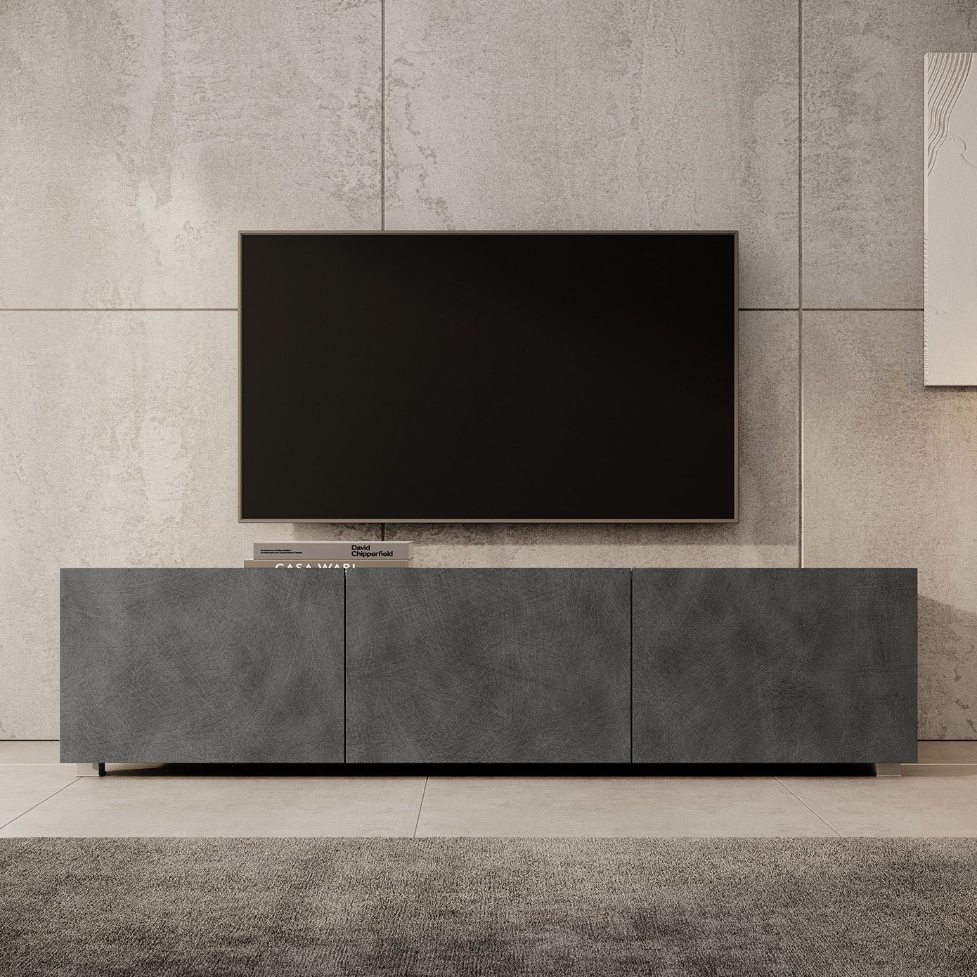 Calabas - TV-Meubel met 3 deuren - Grijs - 150 cm
