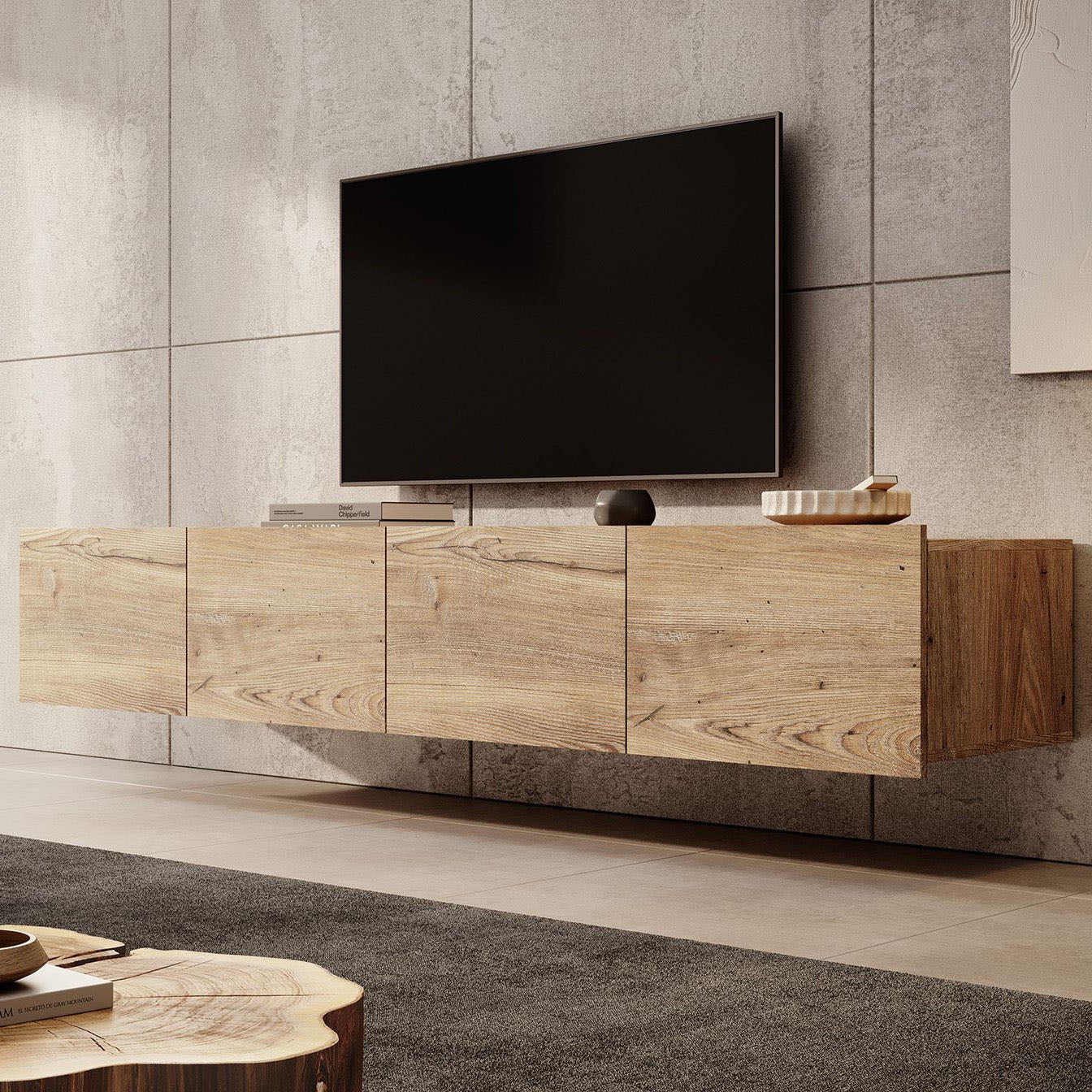 Calabas - TV-Meubel met 4 deuren - Kastanje - 200 cm