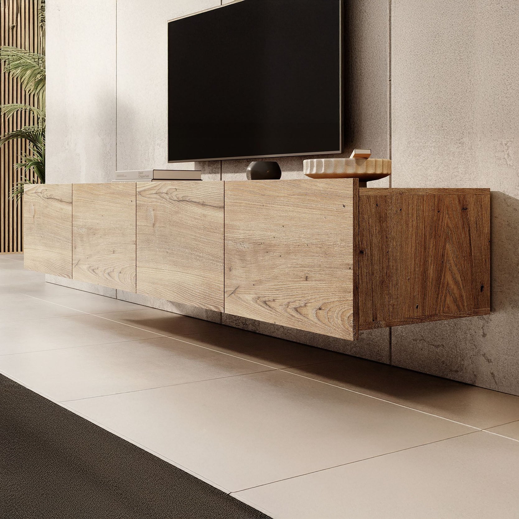 Calabas - TV-Meubel met 4 deuren - Kastanje - 200 cm