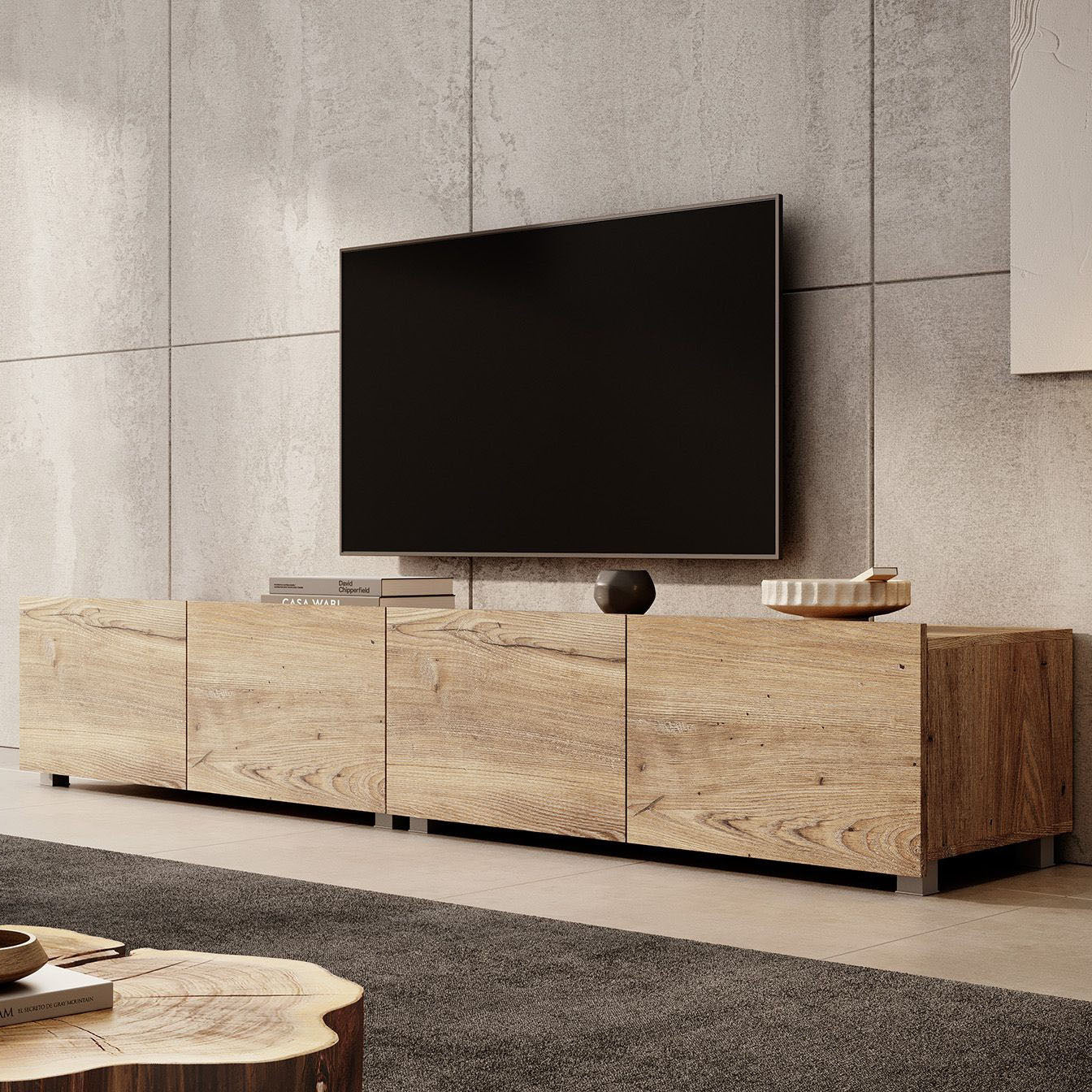Calabas - TV-Meubel met 4 deuren - Kastanje - 200 cm