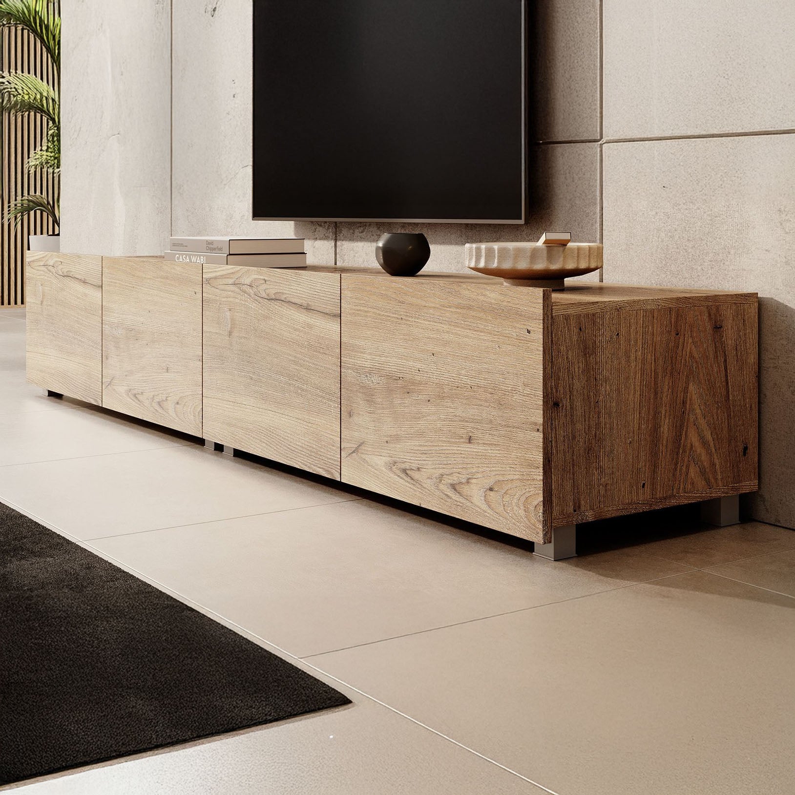 Calabas - TV-Meubel met 4 deuren - Kastanje - 200 cm