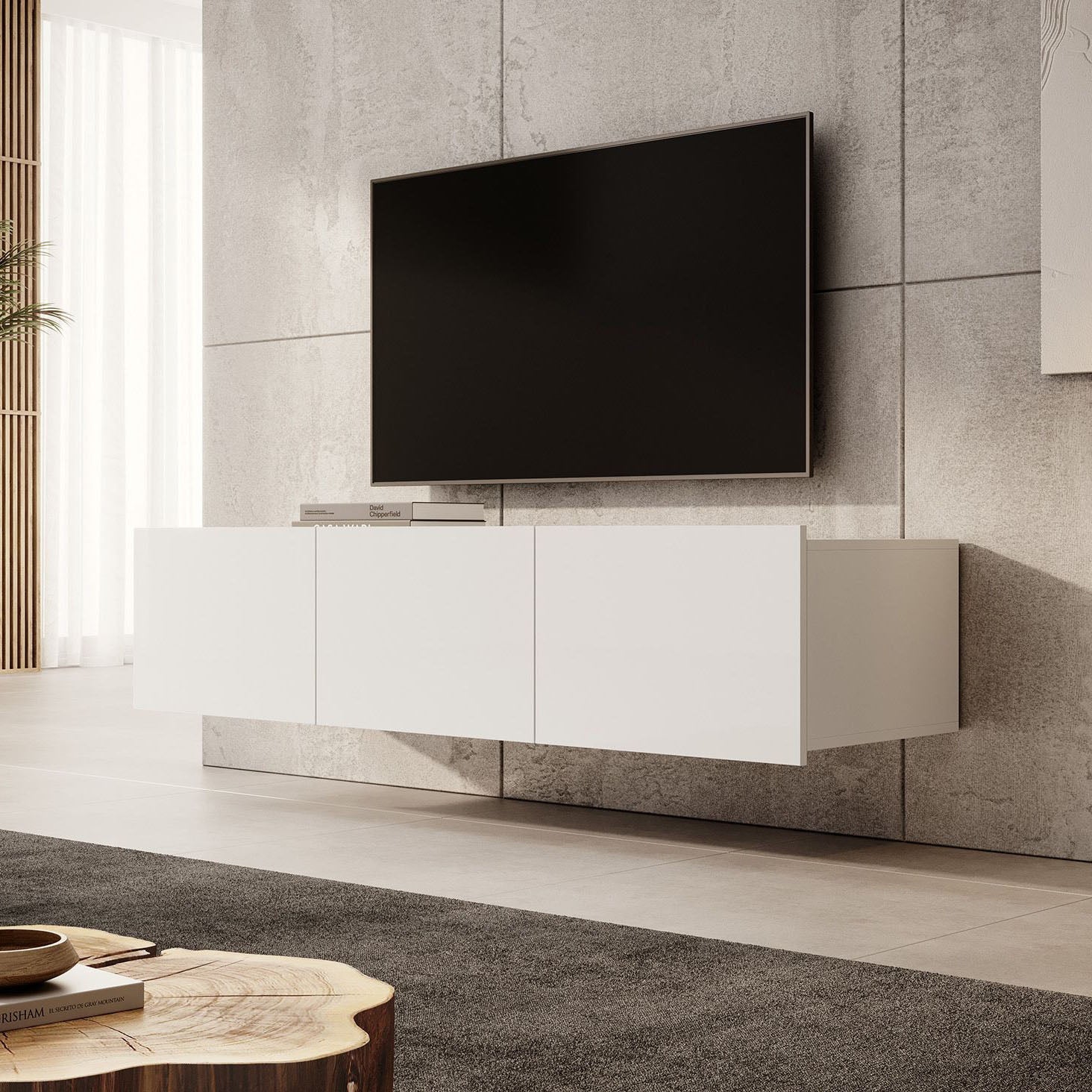 Calabas - TV-Meubel met 3 deuren - Wit - 150 cm