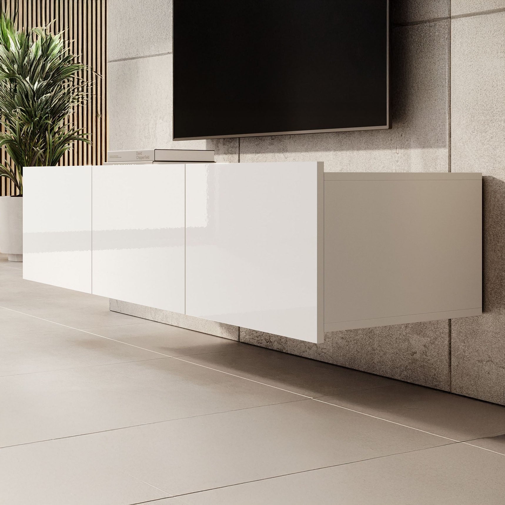 Calabas - TV-Meubel met 3 deuren - Wit - 150 cm