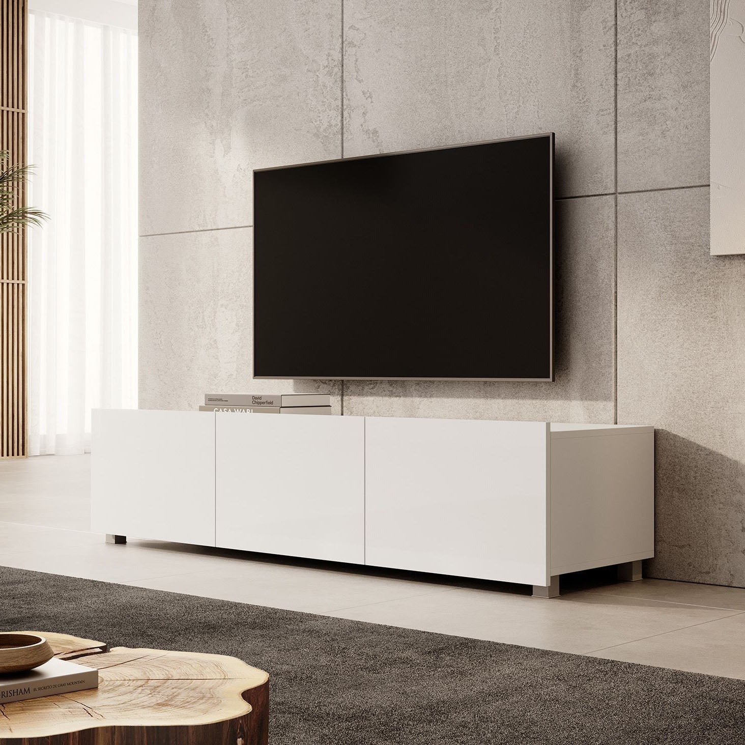 Calabas - TV-Meubel met 3 deuren - Wit - 150 cm