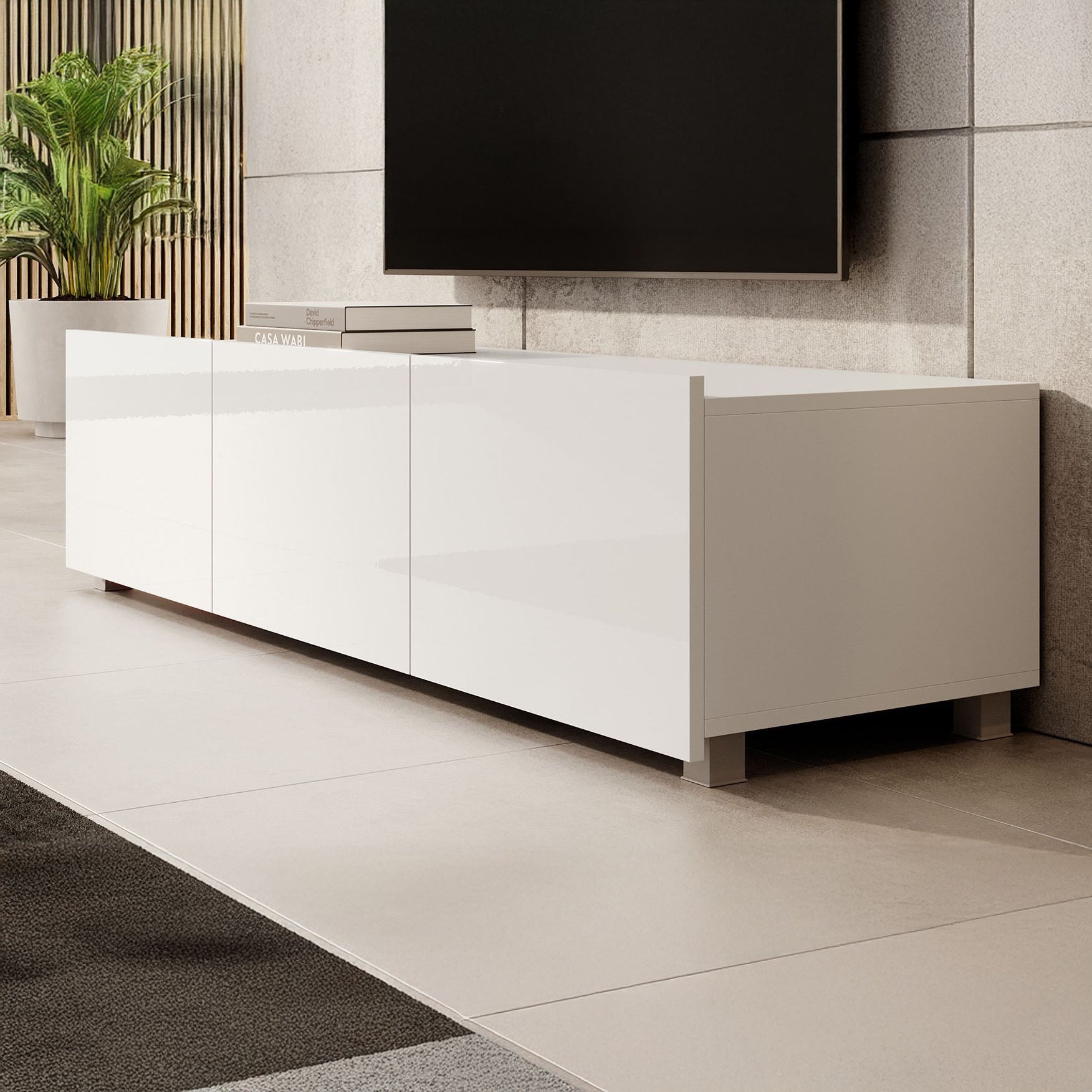 Calabas - TV-Meubel met 3 deuren - Wit - 150 cm