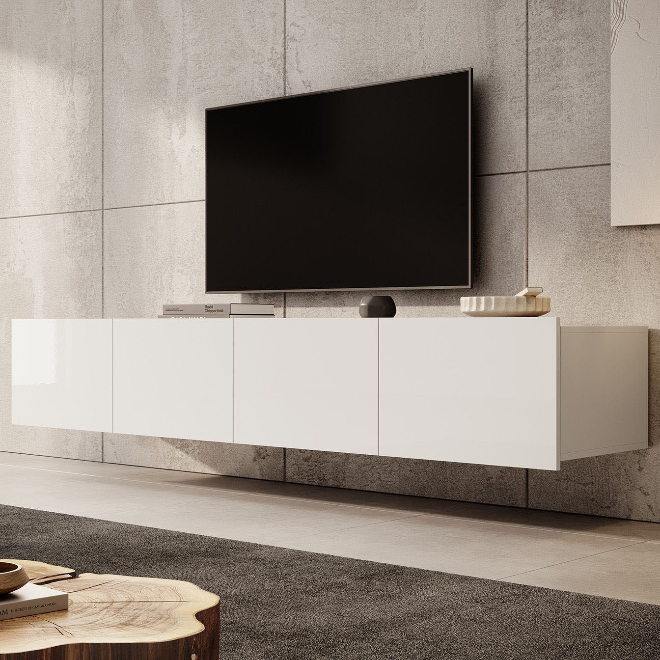 Calabas - TV-Meubel met 4 deuren - Wit - 200 cm
