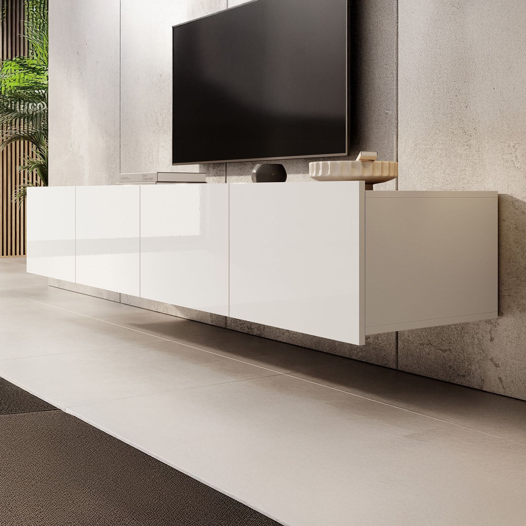 Calabas - TV-Meubel met 4 deuren - Wit - 200 cm