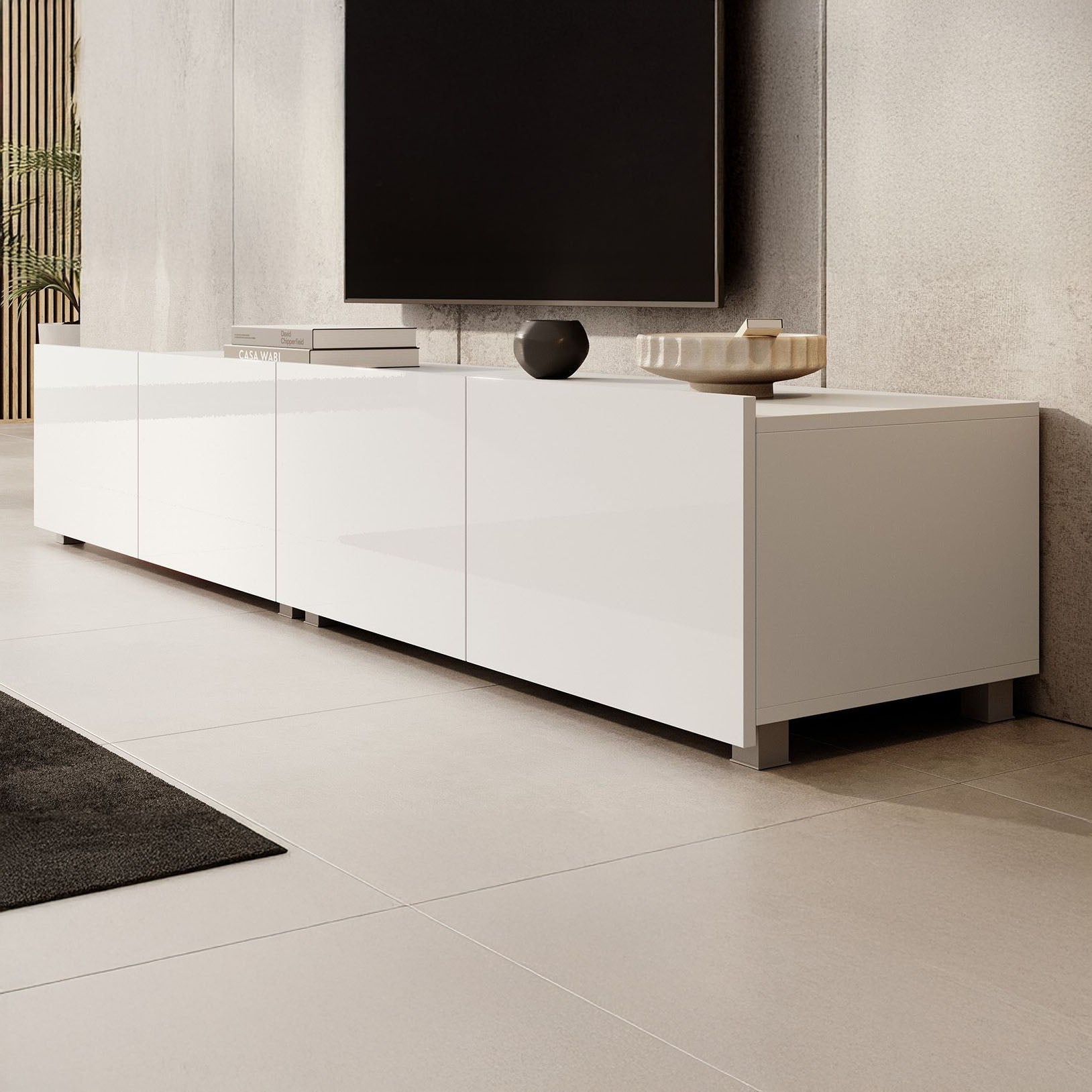 Calabas - TV-Meubel met 4 deuren - Wit - 200 cm