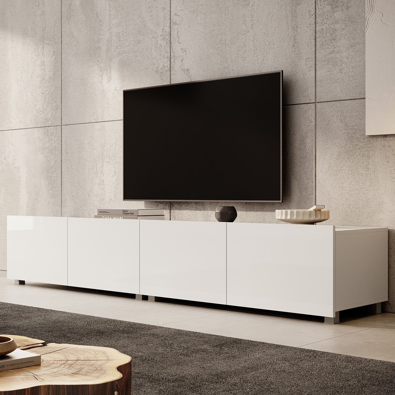 Calabas - TV-Meubel met 4 deuren - Wit - 200 cm