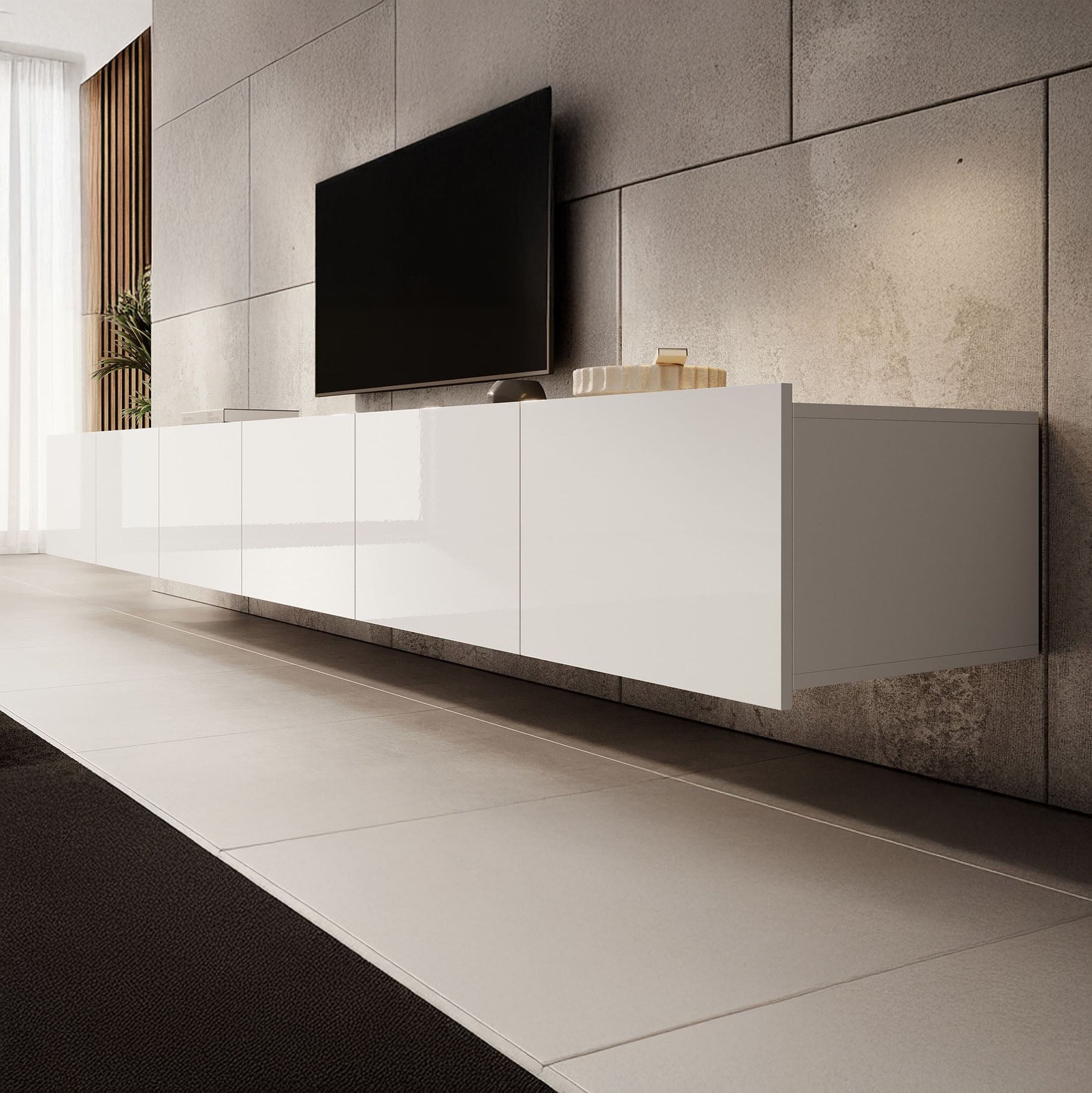 Calabas - TV-Meubel met 6 deuren - Wit - 300 cm