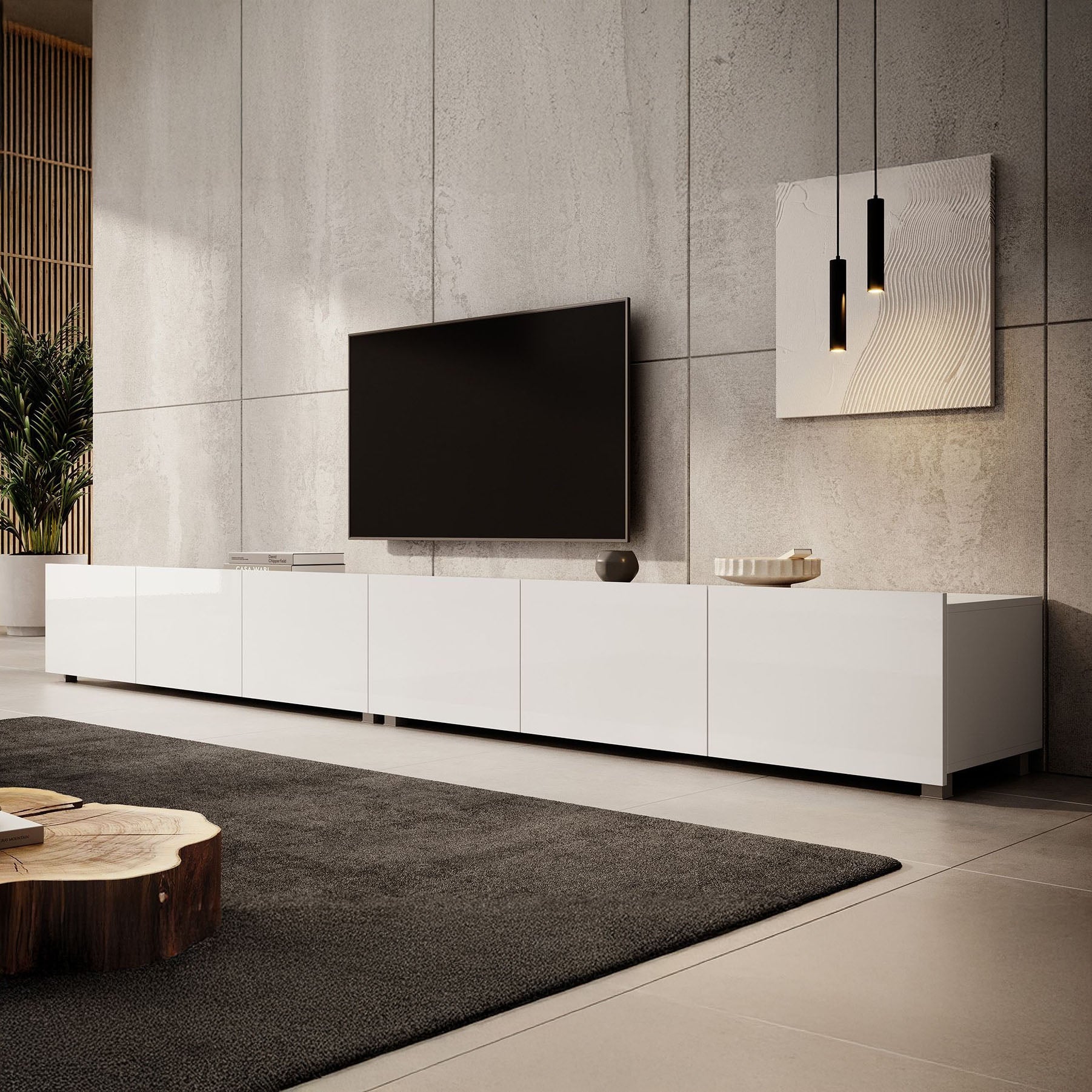 Calabas - TV-Meubel met 6 deuren - Wit - 300 cm
