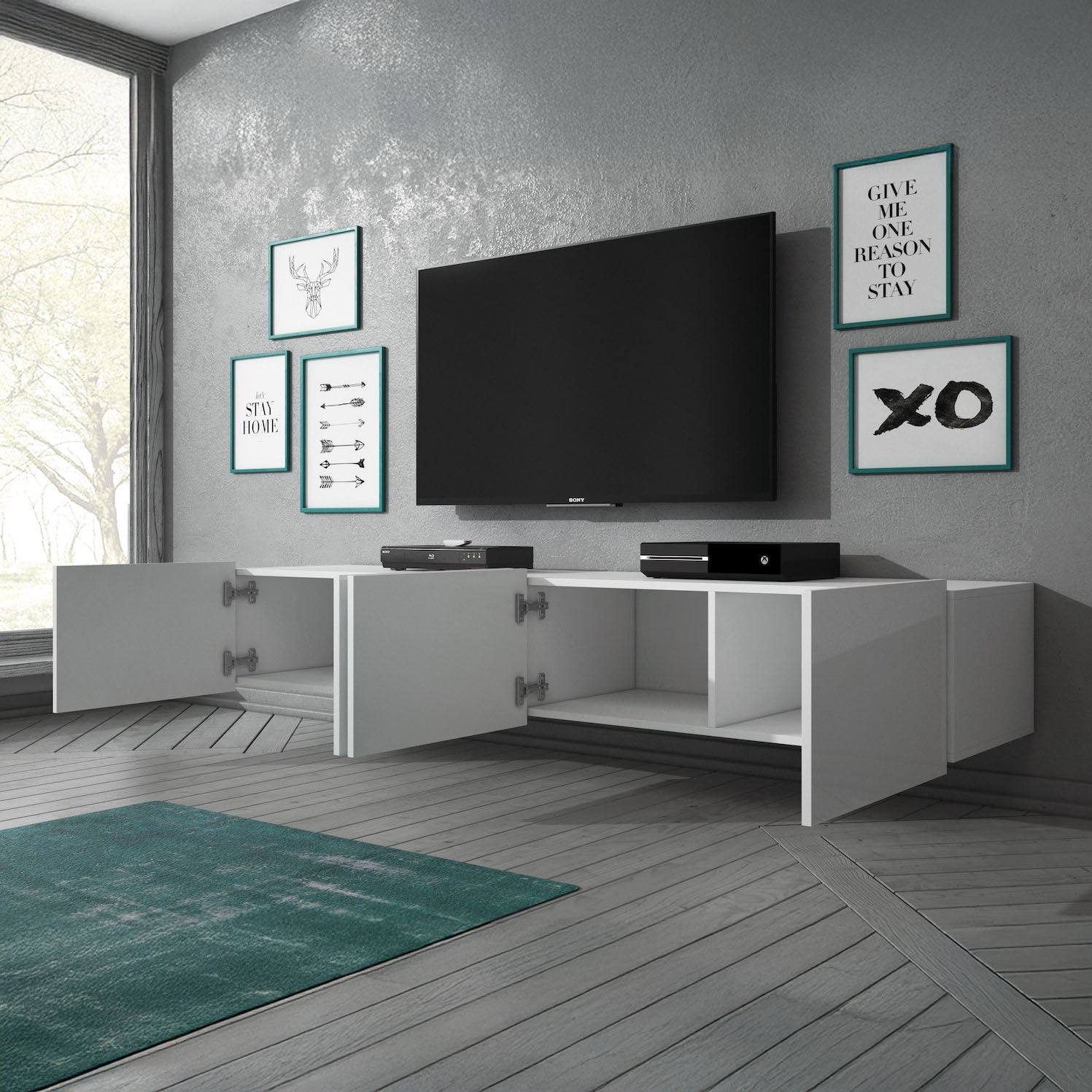 Calgary - TV-Meubel met 4 deuren - Wit - 200 cm