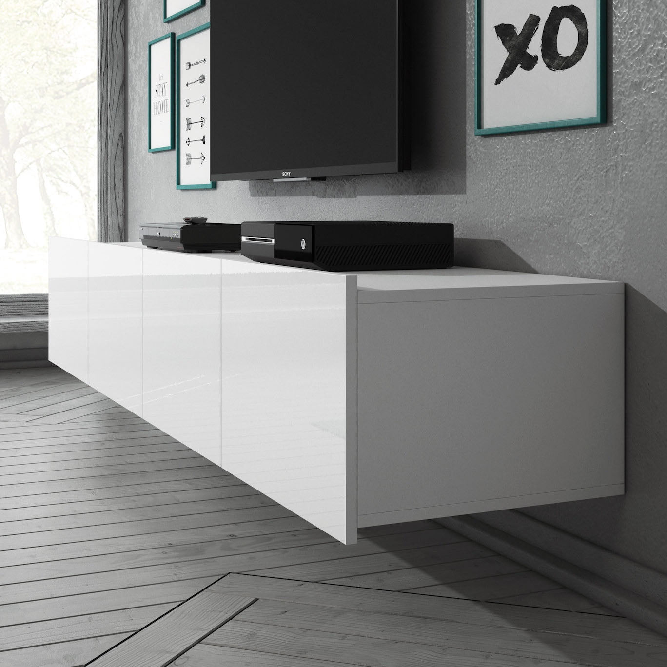 Calgary - TV-Meubel met 4 deuren - Wit - 200 cm