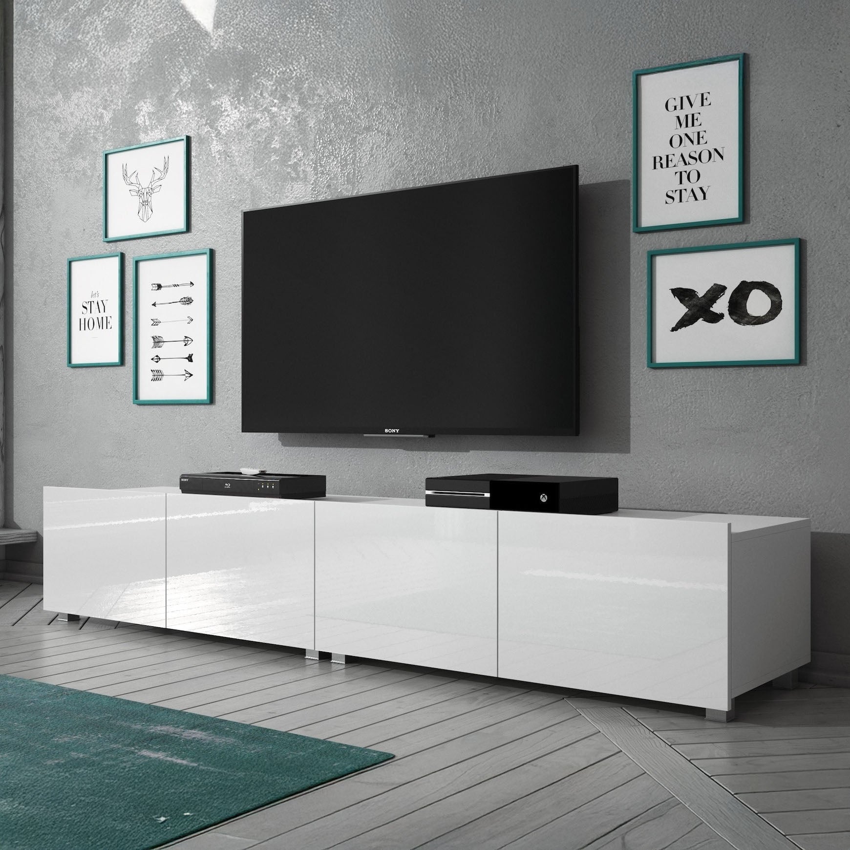 Calgary - TV-Meubel met 4 deuren - Wit - 200 cm