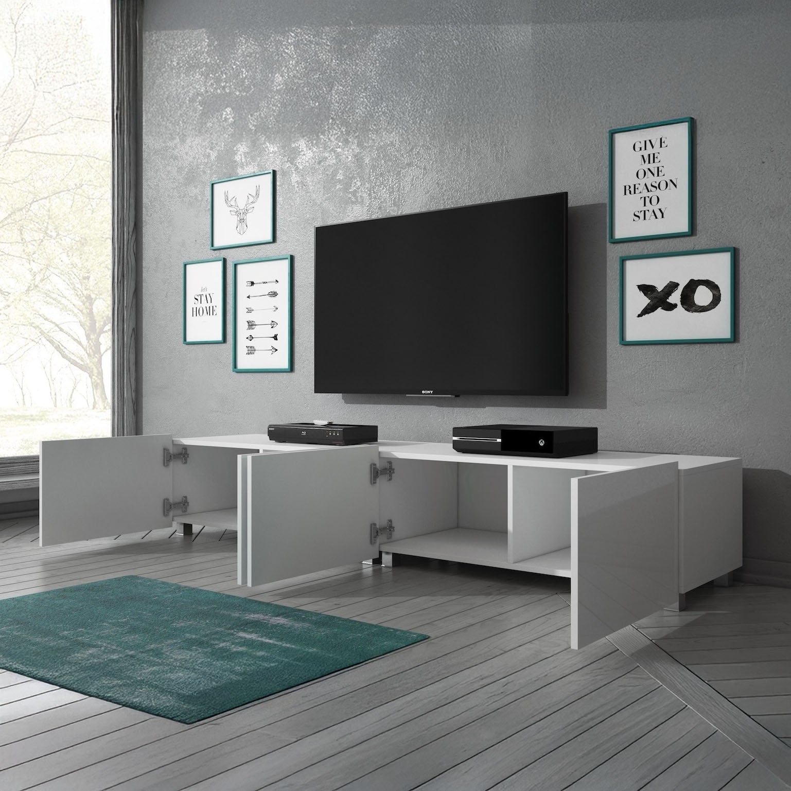 Calgary - TV-Meubel met 4 deuren - Wit - 200 cm