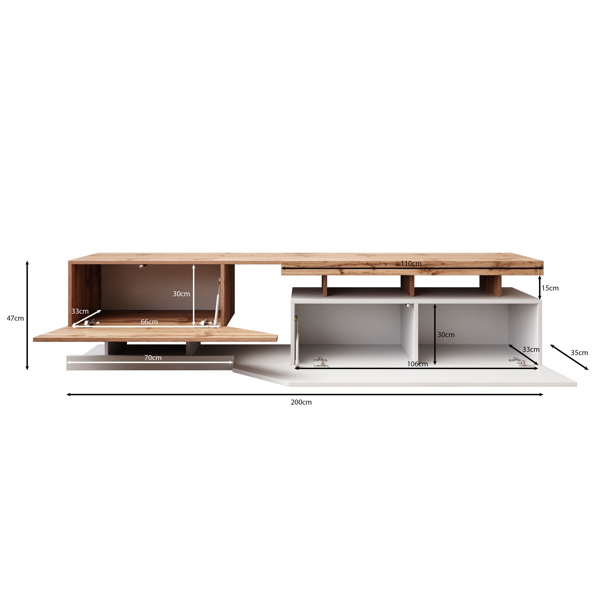 Canberra - TV-Meubel - Eiken/wit