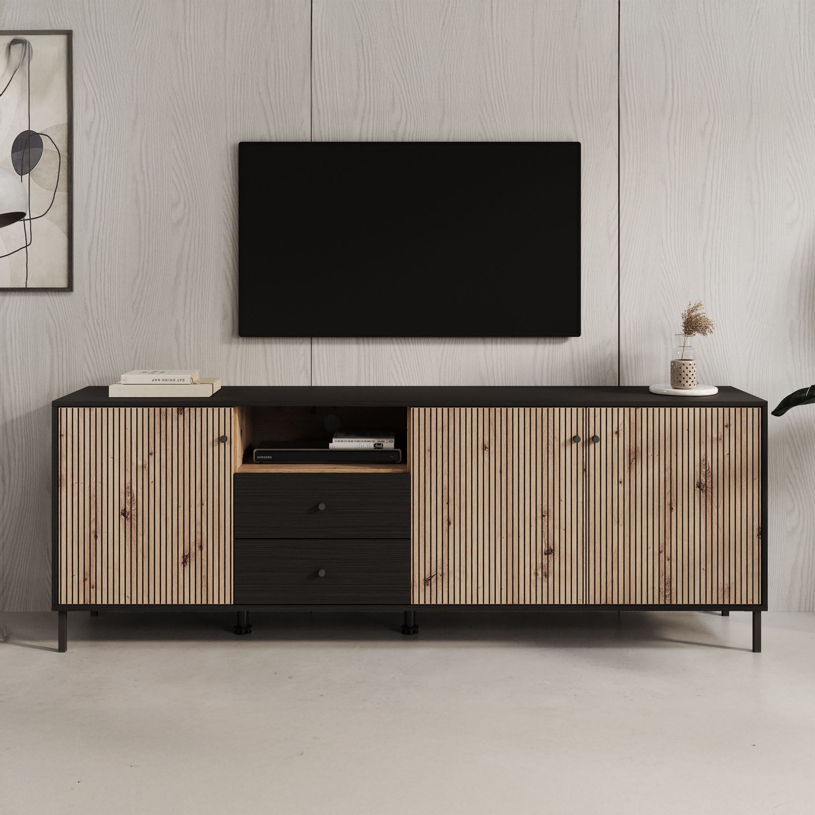 Charles - TV-Meubel met 3 deuren - Eiken - 208 cm