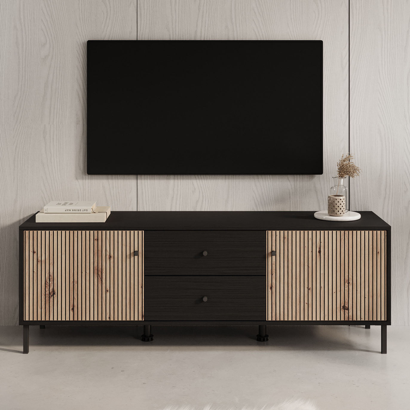 Charles - TV-Meubel met 2 deuren - Eiken - 157 cm