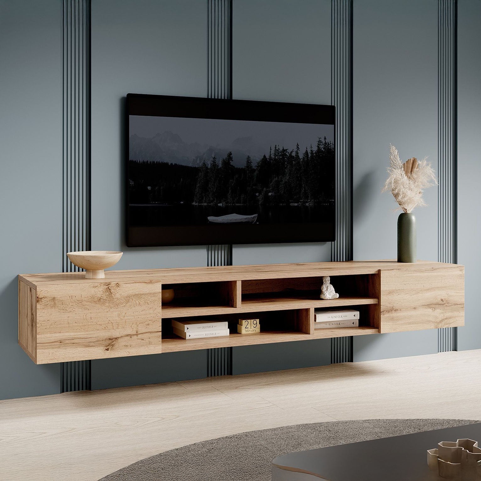 Charo - TV-Meubel - met 2 deuren - Eiken - 208 cm