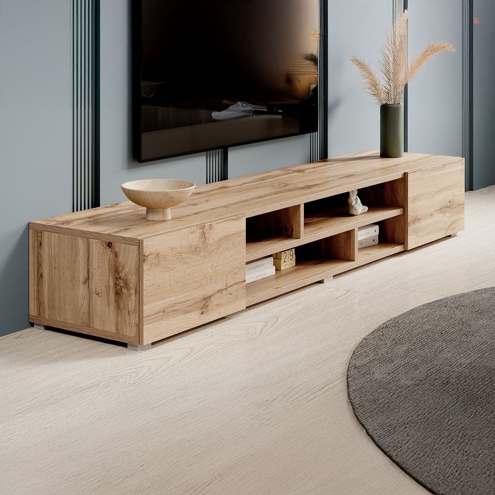 Charo - TV-Meubel - met 2 deuren - Eiken - 208 cm
