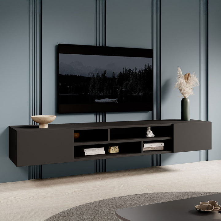 Charo - TV-Meubel - met 2 deuren - Mat zwart - 208 cm