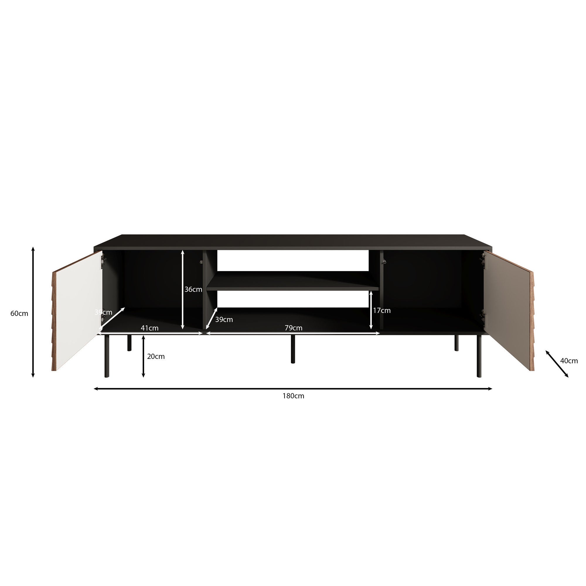 Cordoba - TV-Meubel met 2 deuren - Eiken - 180x40x182 cm