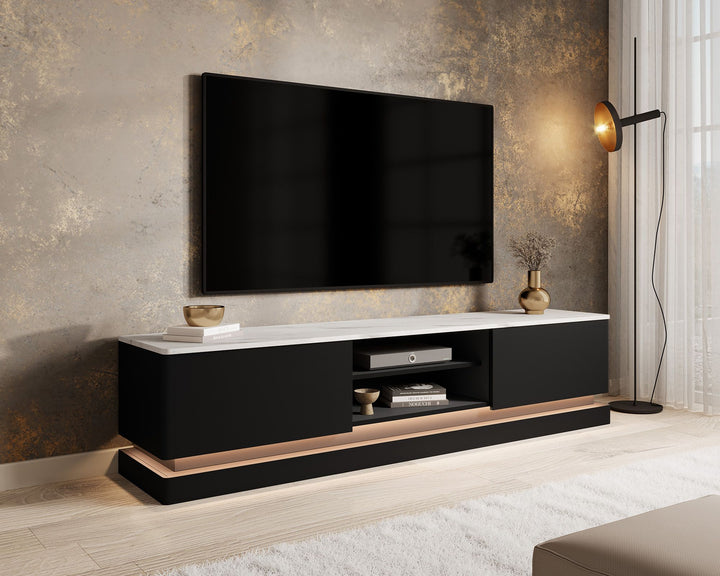 Daley - TV-Meubel met verlichting - Zwart  - 190 cm