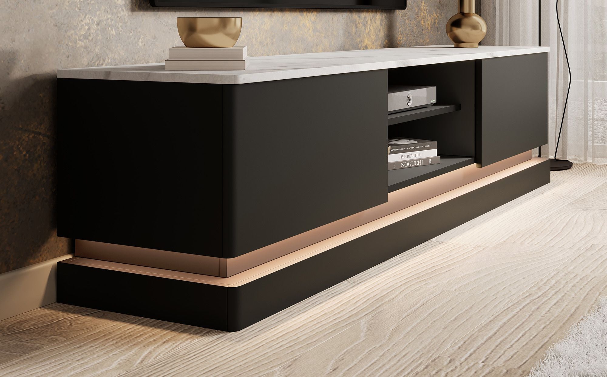 Daley - TV-Meubel met verlichting - Zwart  - 190 cm