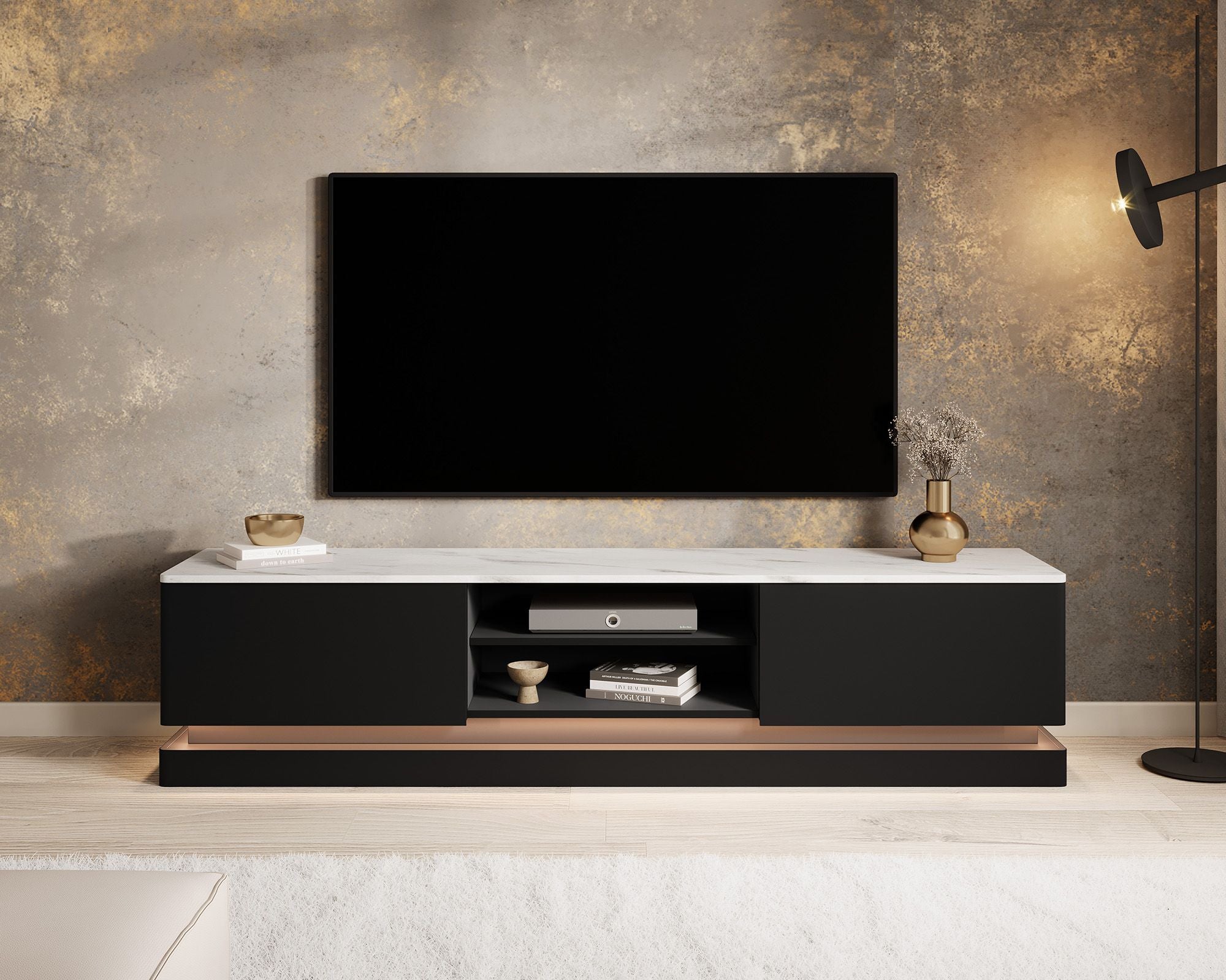 Daley - TV-Meubel met verlichting - Zwart  - 190 cm