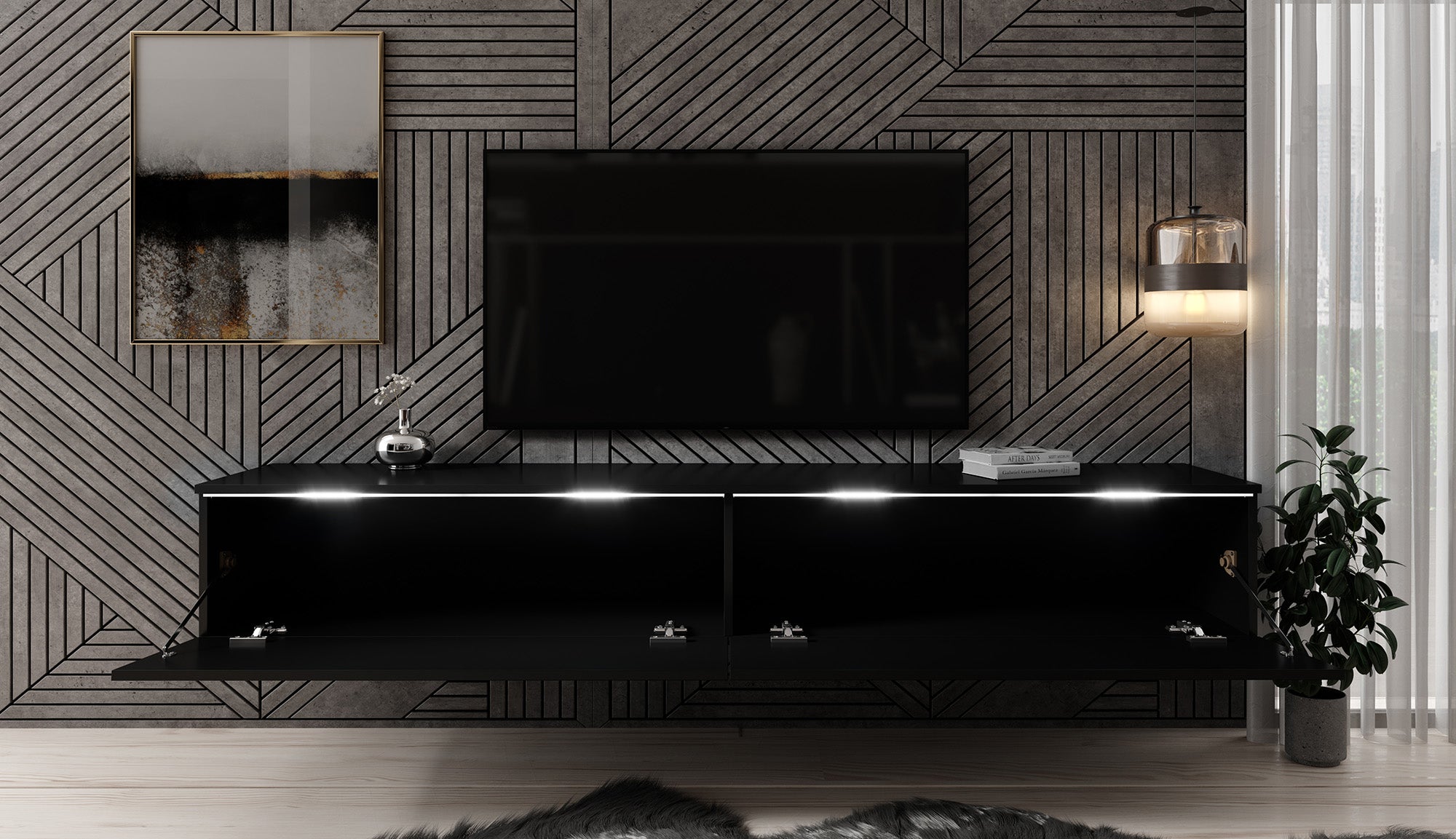 Dixon - TV-Meubel - Mat zwart - 180 cm