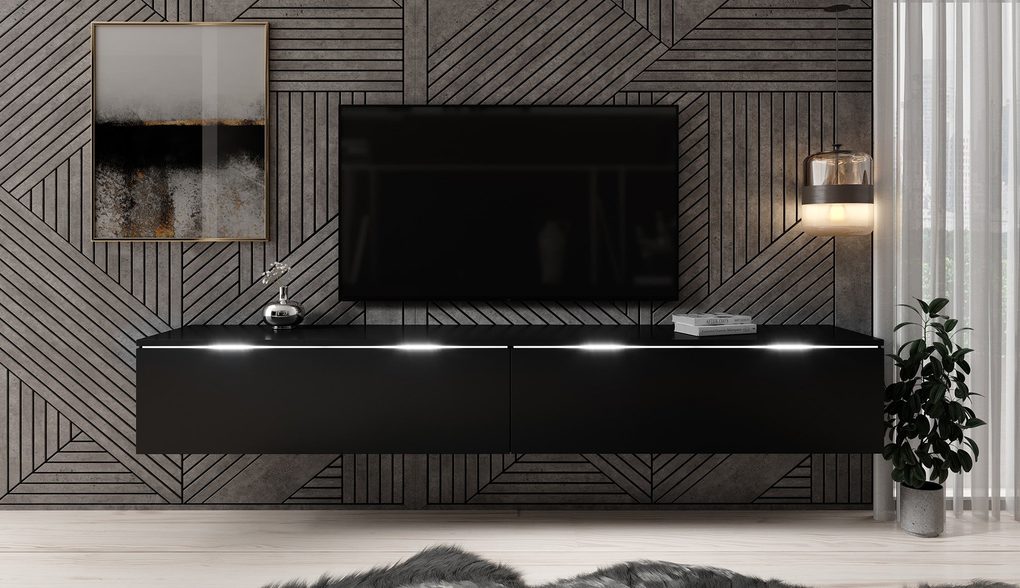 Dixon - TV-Meubel - Mat zwart - 180 cm