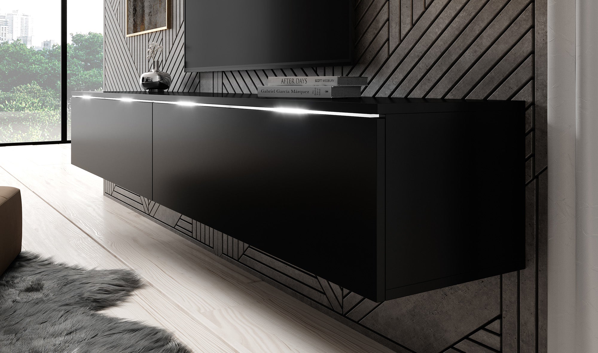 Dixon - TV-Meubel - Mat zwart - 180 cm