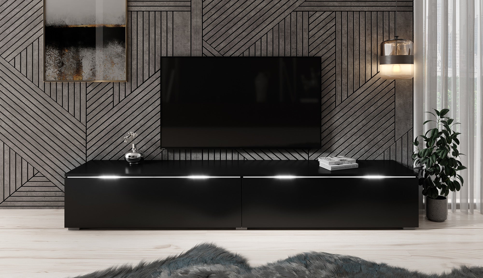 Dixon - TV-Meubel - Mat zwart - 180 cm