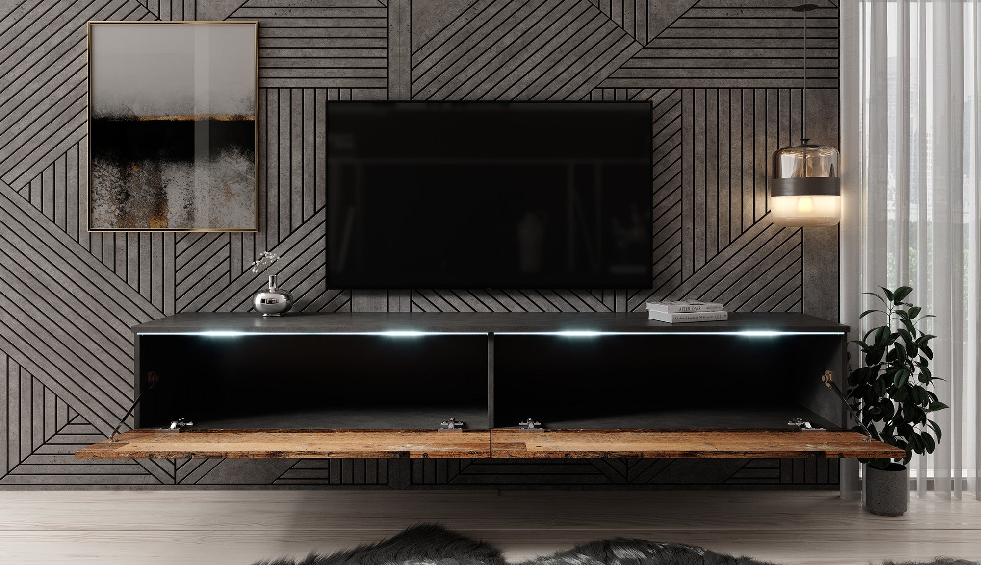 Dixon - TV-Meubel - Old wood/antraciet  - 180 cm