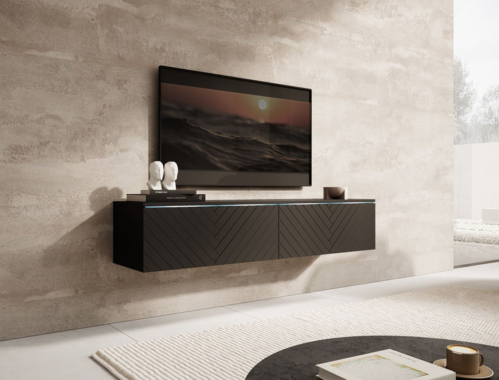 Dixon - TV-Meubel - Zwart visgraat - 140 cm
