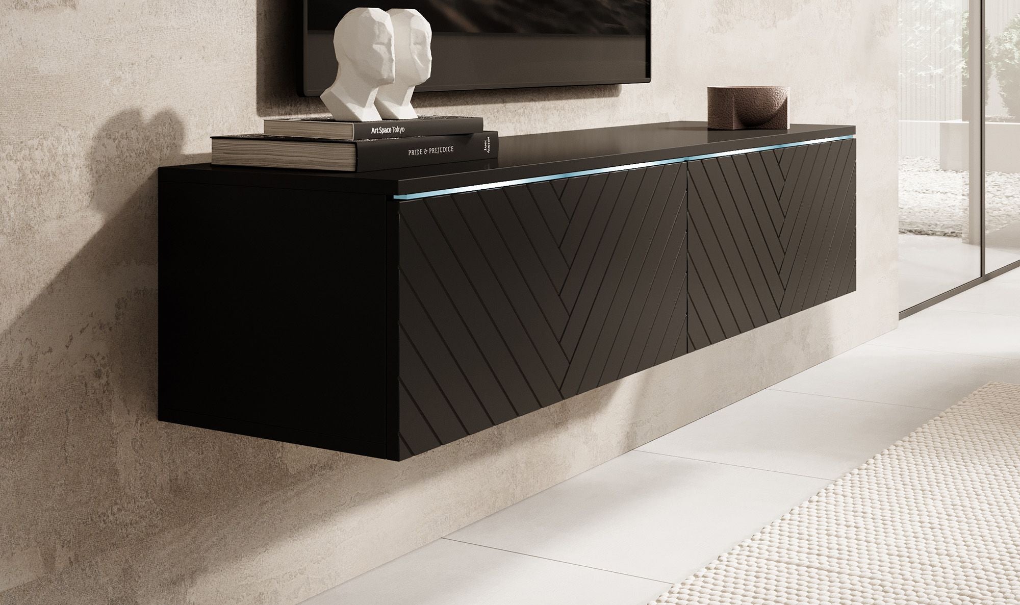 Dixon - TV-Meubel - Zwart visgraat - 140 cm
