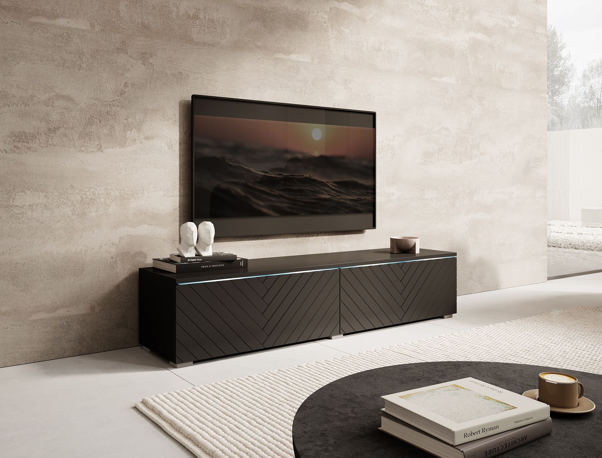 Dixon - TV-Meubel - Zwart visgraat - 140 cm
