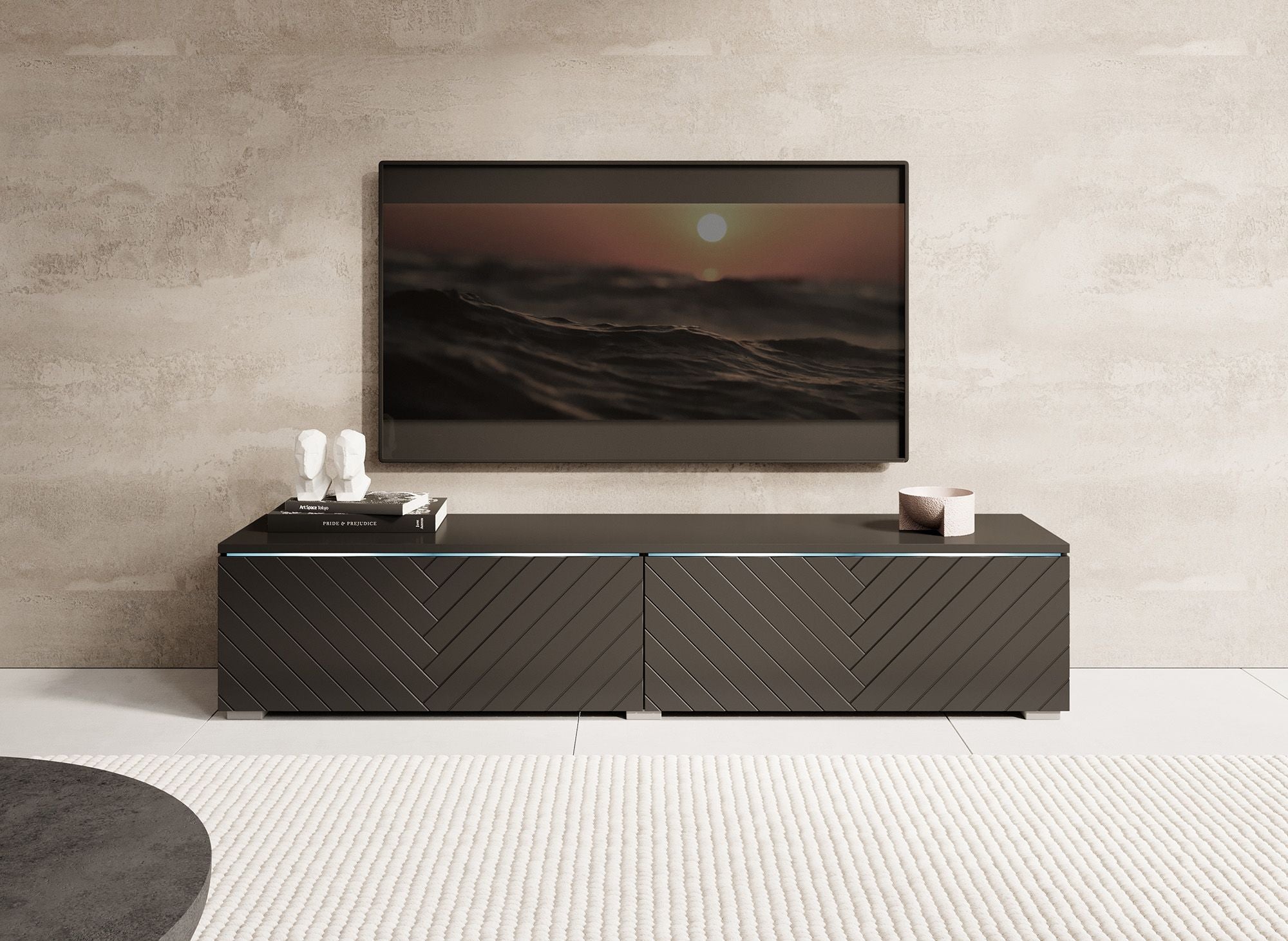 Dixon - TV-Meubel - Zwart visgraat - 140 cm