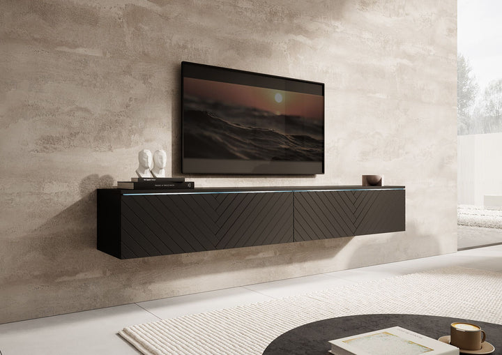 Dixon - TV-Meubel - Zwart visgraat - 180 cm