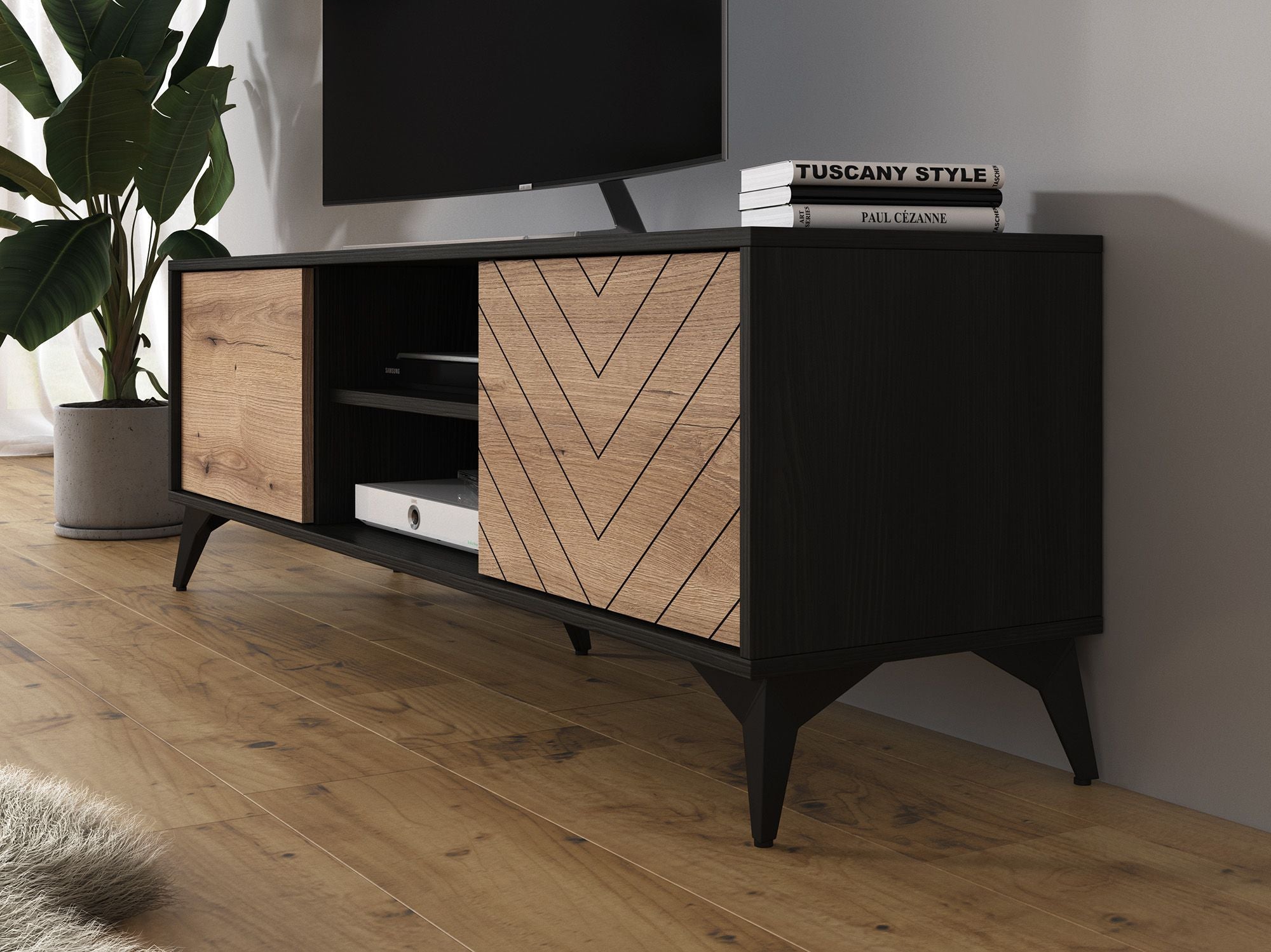 Dolores - TV-Meubel - Eiken/zwart - 154 cm