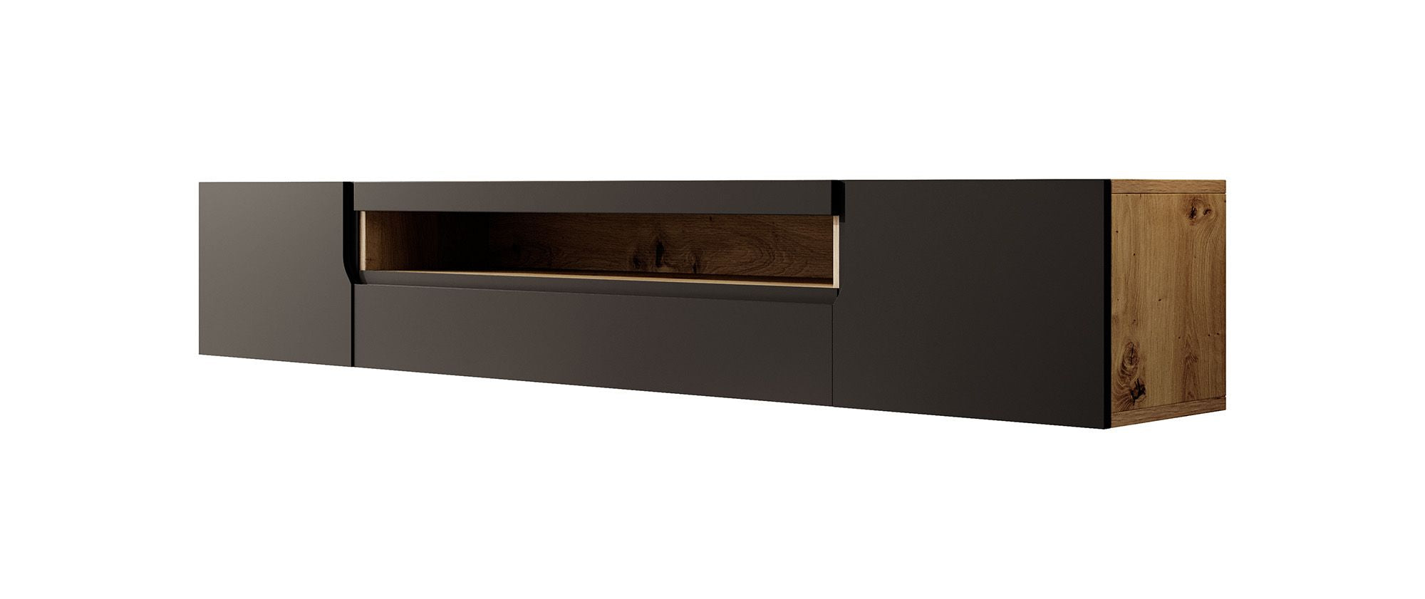 Dylan - TV-Meubel - Mat zwart/eiken - 200 cm