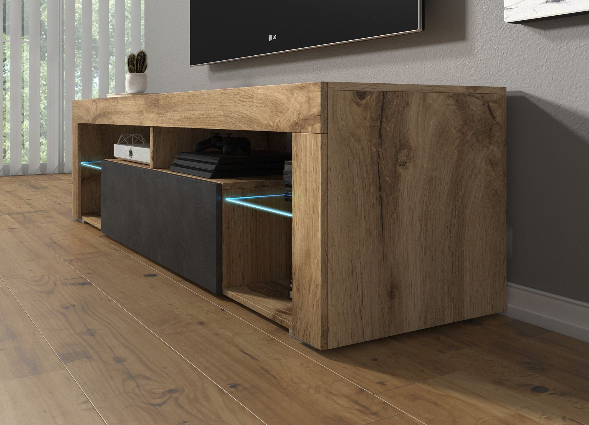 Fancy - TV-Meubel - Grijs/eiken  - 140 cm