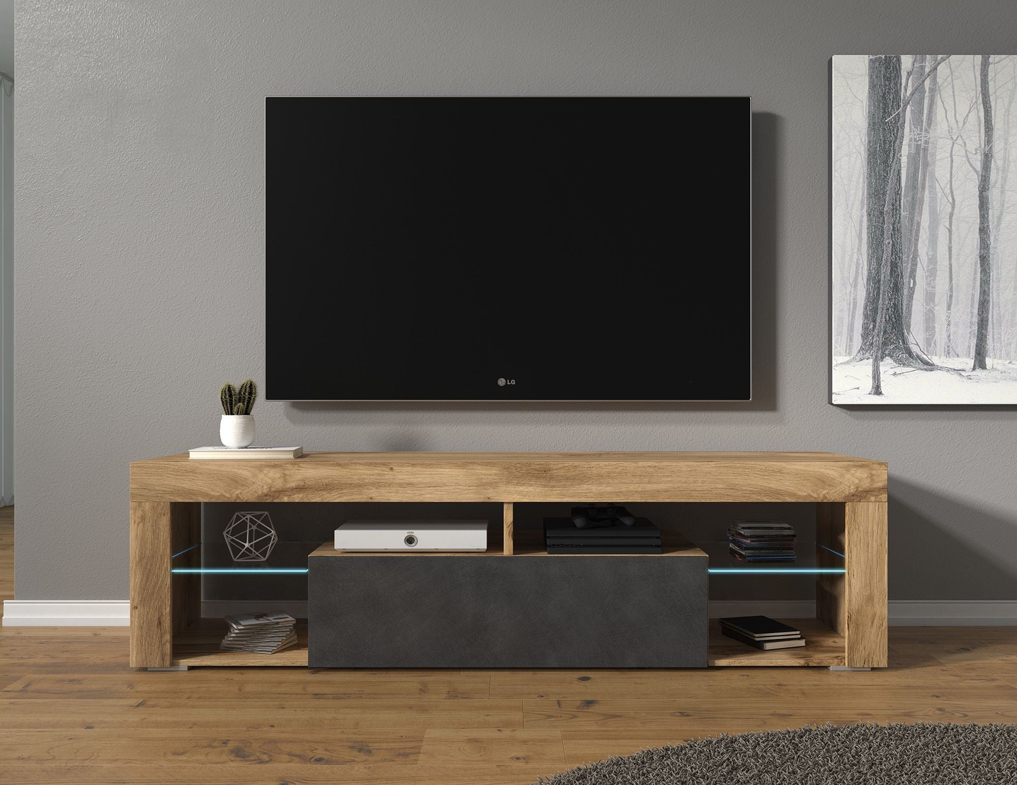 Fancy - TV-Meubel - Grijs/eiken  - 140 cm