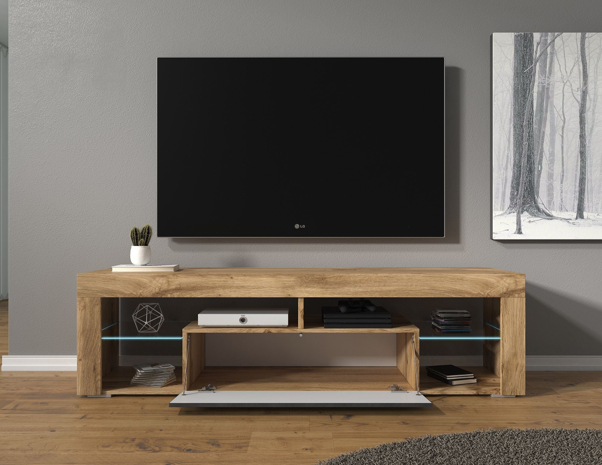 Fancy - TV-Meubel - Grijs/eiken  - 140 cm