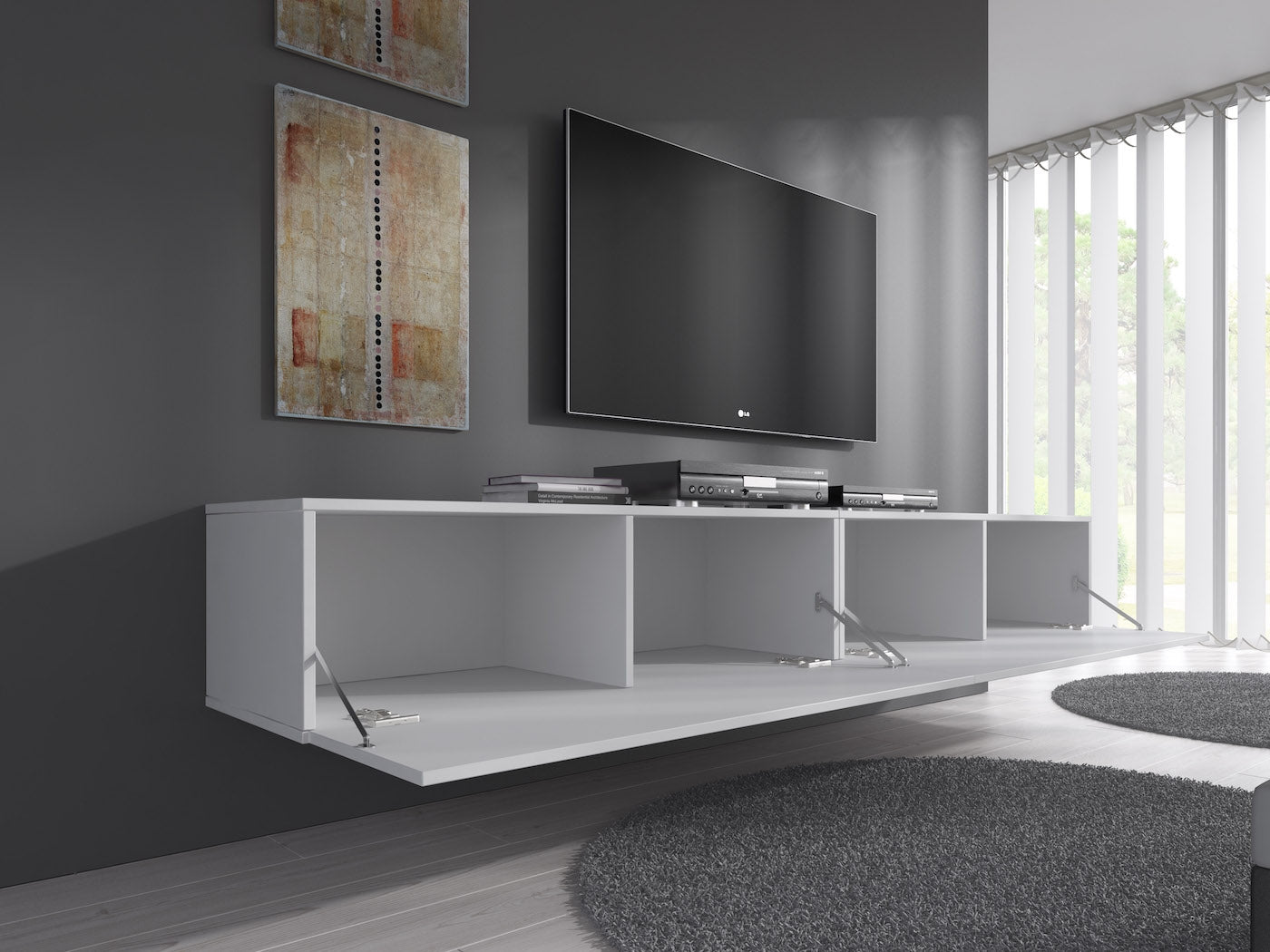 Flame - TV-Meubel - Wit - 200 cm
