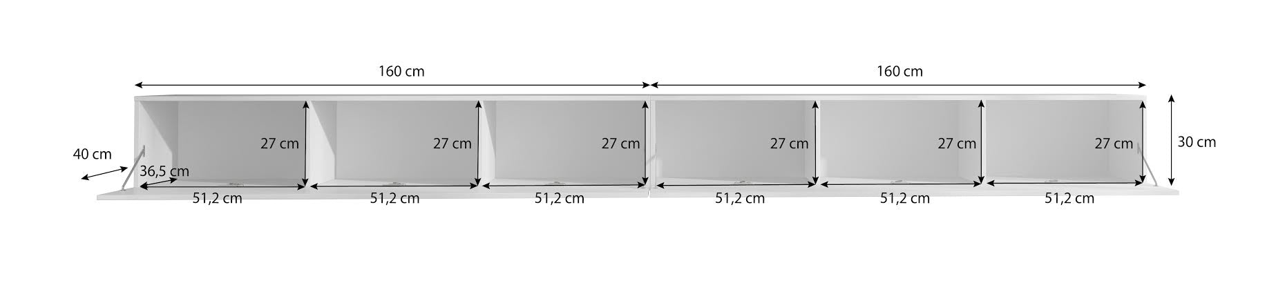 Flame - TV-Meubel - Wit - 320 cm