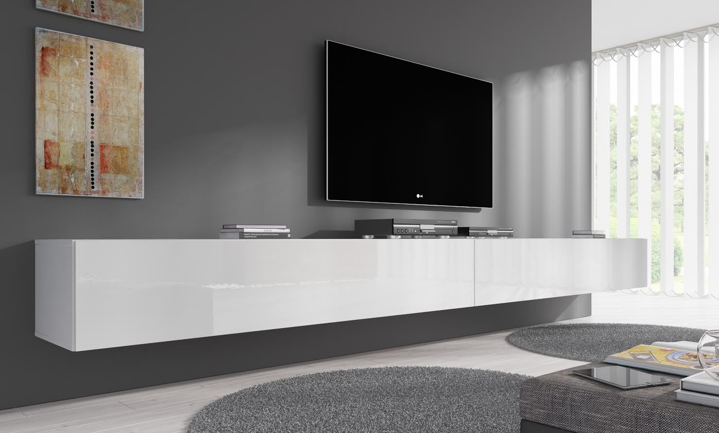 Flame - TV-Meubel - Wit - 320 cm
