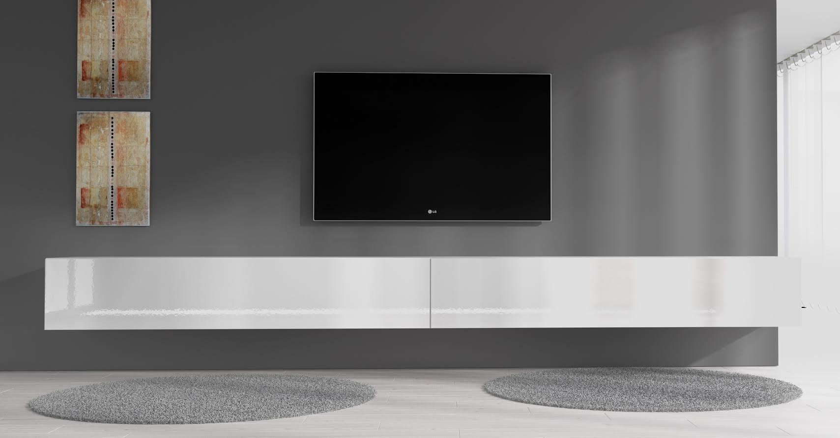 Flame - TV-Meubel - Wit - 320 cm